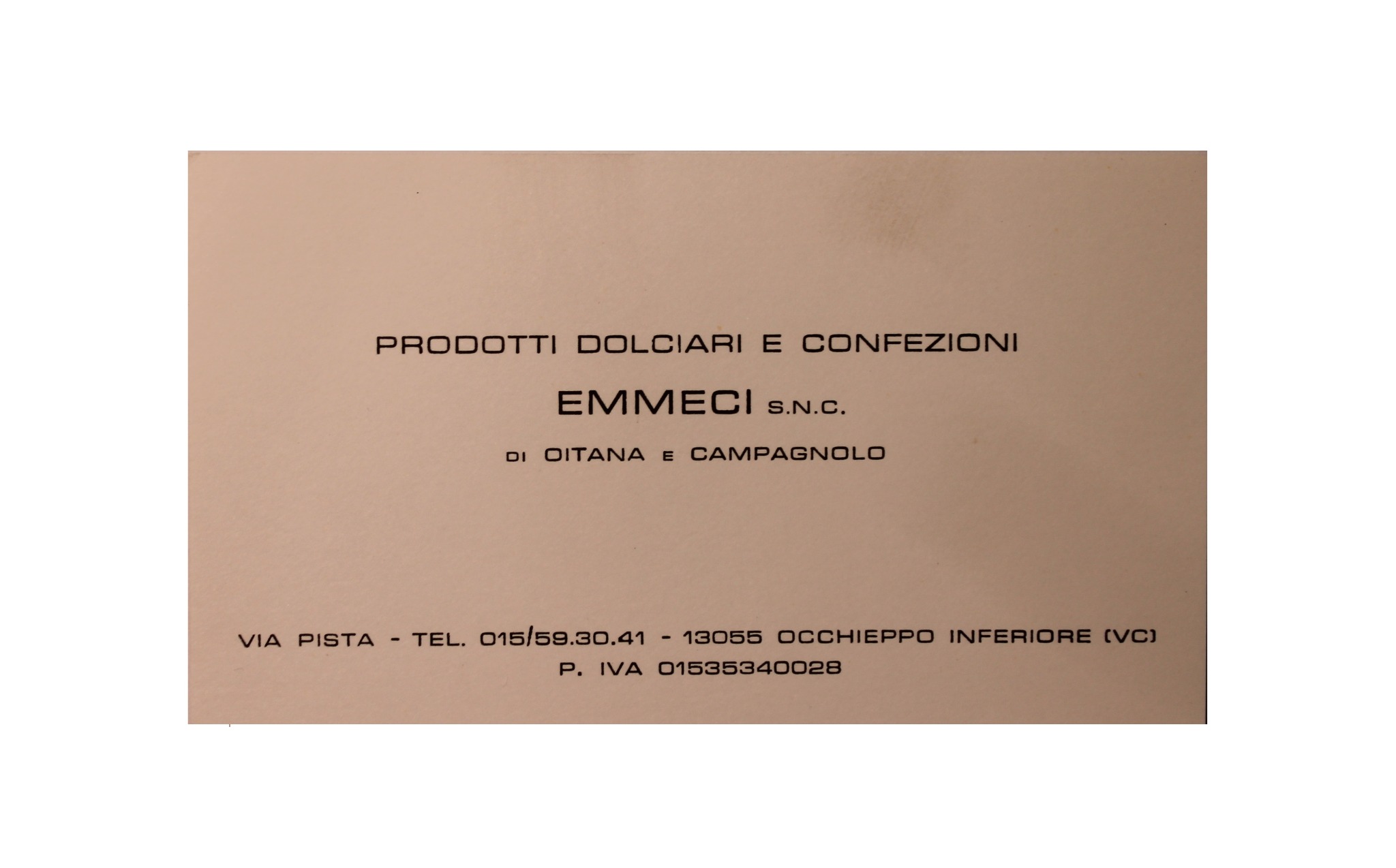 Il vecchio cartellino da visita EMMECI